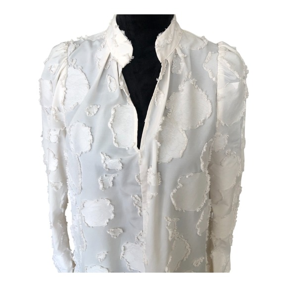 H&M‎ Exclusive Cream Jacquard Weave Boho Ruffle Tiered Babydoll Midi Dress S - Picture 4 of 13